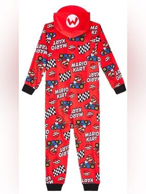 Super Mario Boys Hooded Union Suit Pajama